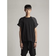 Combination Sleeves T-Shirts-Black-1
