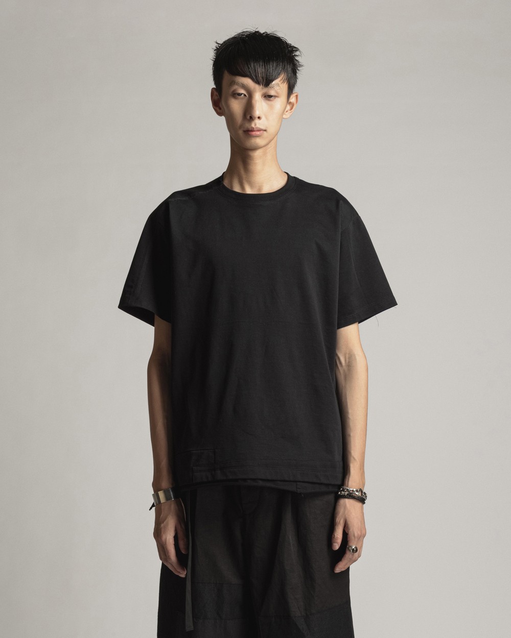  22SS DUE-Ⅳ-054-TEE-BLK Layered Patchwork T-Shirts