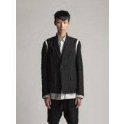 Wool Linen Jacket-Black-1