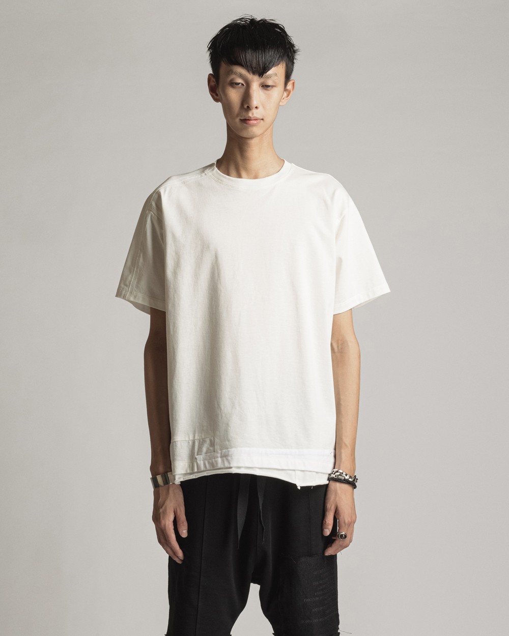  22SS DUE-Ⅳ-054-TEE-WHT Layered Patchwork T-Shirts